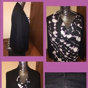 August Silk Petites Top Black/Purple Size PLARGE
